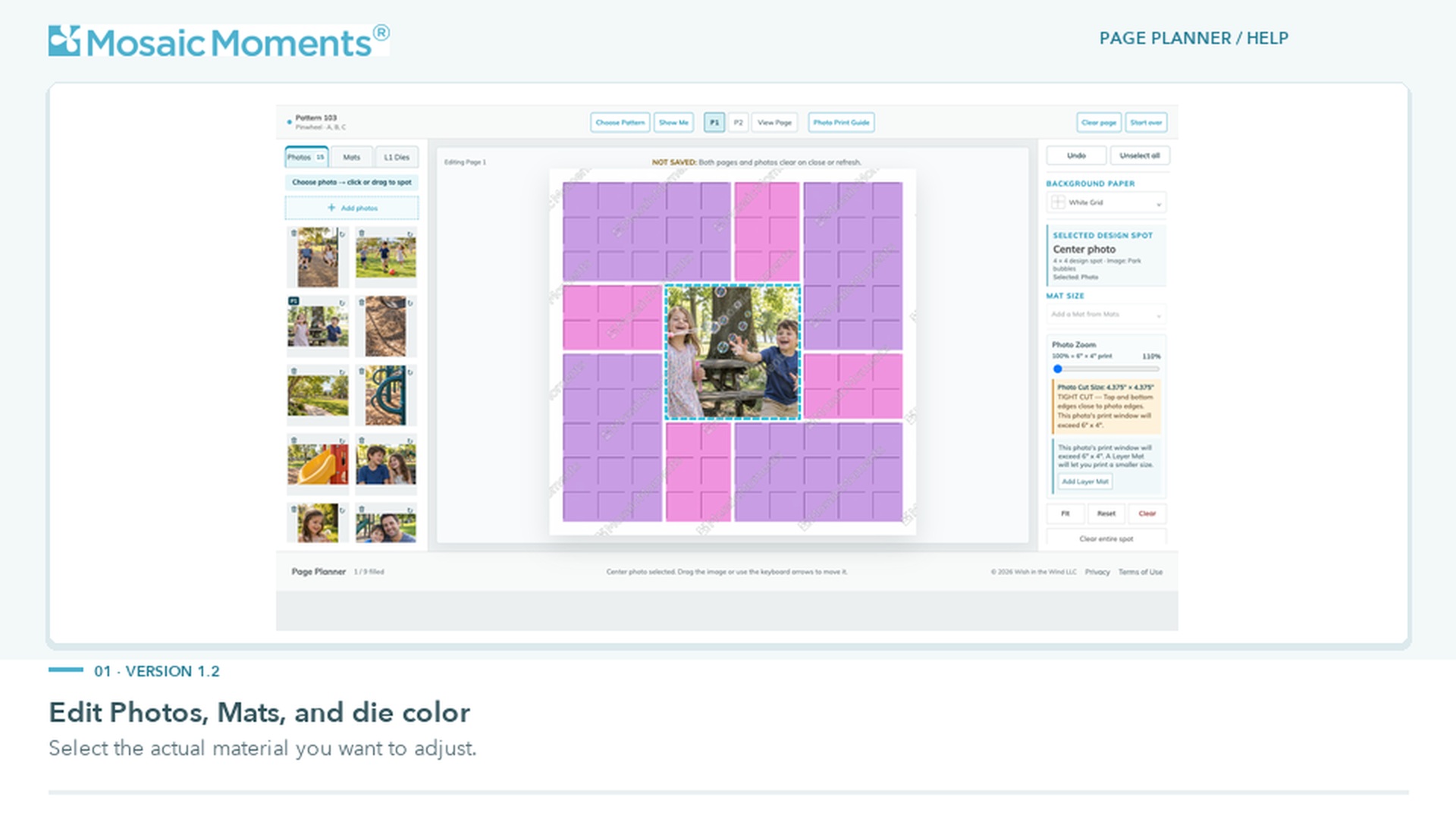 Edit Photos, Mats, and die color demonstration